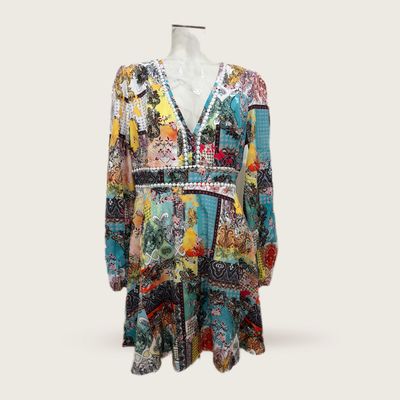 Multicolor Patchwork Long Sleeve Dress